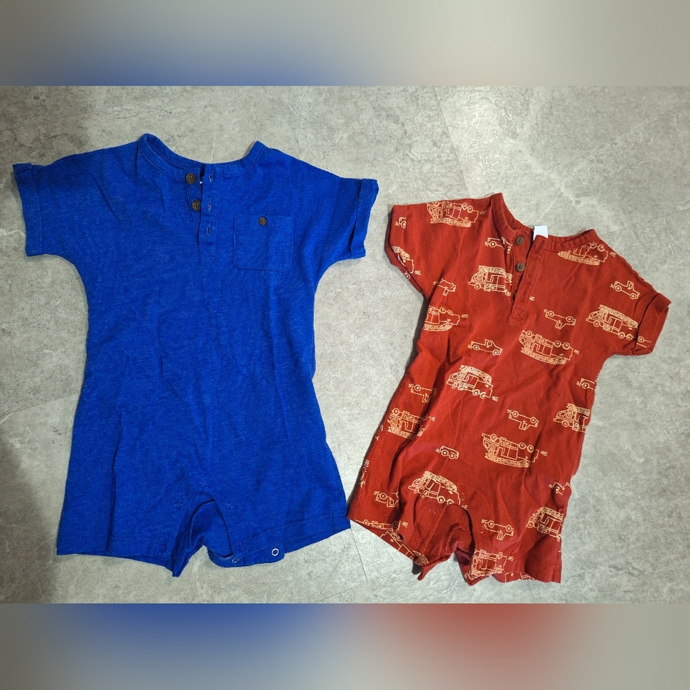12-18 Mnth Old Navy Blue and Rust Red Toddler One-Piece Bodysuits